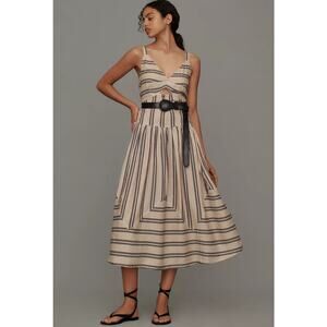 NWT Anthropologie Plenty by Tracy Reese Sleeveless Linen Midi Dress $228 Large